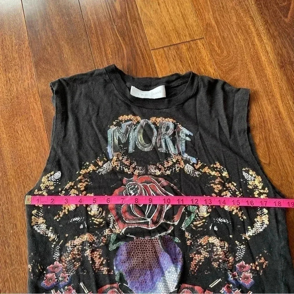 IRO Atimo Muscle Tee Linen Graphic Print Tank Top Crew Neck Tshirt Rose M - Picture 7 of 9